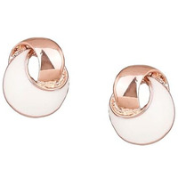 Estele Non-Precious Metal 24Kt Rose Gold Plated White Enamel Stud Earrings For Girls/Womens