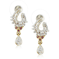 Estele 24Kt Gold & Rhodium Plated CZ Sparkling Teardrop Earings for Women