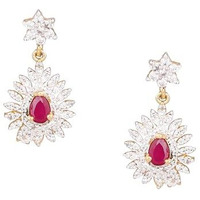 Estele 24 Kt Gold plated Austrian Diamond Drop Traditional Earrings For Girls & Women