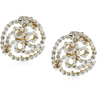 Estele 24kt Gold Plated Rippling Curls CZ Earring for Women