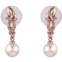 Estele Fashion Jewellery Rose Gold Plated CZ Attractive Designer Drop Earrings with Pearls for Girls and Women-AD-045/704 ER