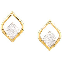 Estele Fashion Jewellery Gold and Rhodium Plated CZ (Jyoth) Leafy Designer Stud Earrings with White Stones for Girls/Women-AD-069/706 ER