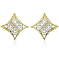 Estele 24 Kt Gold Plated American Diamond Croissant Stud Earrings for Women