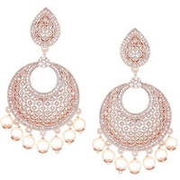 Estele Fashion Jewellery Rose Gold Plated CZ Attractive Designer Drop Earrings with Pearls for Girls and Women-AD-104/703 ER