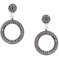 Estele Womens/Girls Oxidized Silver Plated Round Drop Stud Brass Metal Earrings