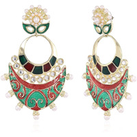 Estele Red colour and Green colour Enamel Dangle earrings for women