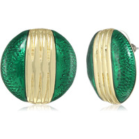 Estele 24 Kt Gold Plated Green Fancy Stud Earring For Women, One Size