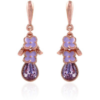 Estele Aqua coloured rose gold plated flower charms hanging earrings for women