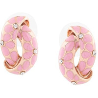 Estele Gold Plated Brass Earrings With Pink Coloured Flower Print for Girls and Women