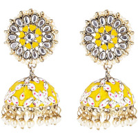 Yellow Chimes Meenakari Jhumka Earrings for Women Meenakari Handcrafted Gold Plated Traditional Yellow Jhumka/Jhumki Earrings for Women and Girls.