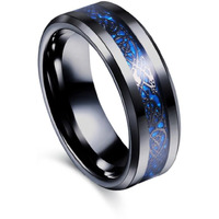 Yellow Chimes Rings for Men Dragon Celtic Inlay Polish Finish Black Base Titanium Steel Ring for Men and Boys