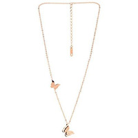 Yellow Chimes Pendant for Women and Girls | Rose Gold Pendant Necklace for Women Western | Stainless Steel Butterfly Shaped Long Chain Pendants | Birthday Gifts For Women Valentine Gift for Girls