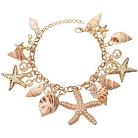 Yellow Chimes Bracelet for Women and Girls Fashion Golden Charm Bracelets for Women and Girls Gold Plated Hanging Pearl Charms Bracelet for Girls & Women