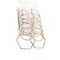 Yellow Chimes Hoop Earrings for Women Fashion Golden Hoops Earrings Set | 6 Pairs Gold Toned Geometric Hoops Earrings for Girls | Birthday Gift for Girls & Women Anniversary Gift for Wife