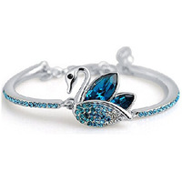 Yellow Chimes Swan Designer by Yellow Chimes Silver Plated and Cubic Zirconia Charm Bracelet for Women (Blue)(YCFJBR 350SWAN BL)