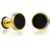 Yellow Chimes Earrings for Men and Boys Fashion Golden Studs for Men | Gold Toned Black Studs | Stainless Steel Stud Earrings | Birthday Gift for Men and Boys Anniversary Gift for Husband