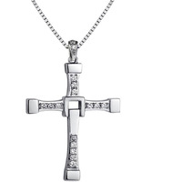 Yellow Chimes Pendant for Men and Boys Silver Pendants For Men Crystal Studded Pendent with Chain Vin diesel Smart Cross Pendant Chain for Men | Birthday And Anniversary Gift