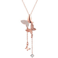 Yellow Chimes Butterfly Pendant for Women Express Your Feelings Collection 18K Rose Gold Plated Chain Pendant for Women and Girls Valentine Gift for Girls
