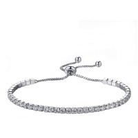Yellow Chimes Crystals Tennis Copper Strand Bracelet for Women (Silver)(YCFJBR-303SQCH-SL)