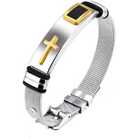 Yellow Chimes Bracelet for Men Western Style Stainless Steel Never Fading Golden Cross Bracelet for Men and Boys