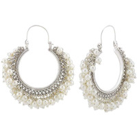 Yellow Chimes Earrings for Women and Girls | Fashion Silver Pearl Hoop | Silver Tone Earring | Big Hoops | Accessories Jewellery for Women | Birthday Gift for Girls and Women Anniversary Gift for Wife