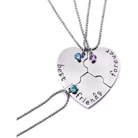 Yellow Chimes Pendant for Women and Girls Friendships Day Special Silver Best Friend Chain Necklace | Heart Shaped 3 Pcs Best Friends Forever BFF Necklace Chain Pendant Locket | Gift for Best Friend