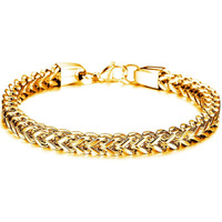 Yellow Chimes Gold Plated Chain Steel Bracelet for Men (Golden) (YCSSBR-671MEN-GL)