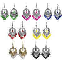 Yellow Chimes Earrings for Women and Girls | Traditional Silver Oxidised Chandbali | German Silver Earring Set | Chand Baliyan Earrings Combo | Accessories Jewellery for Women | Birthday Gift For Girls and Women Anniversary Gift for Wife