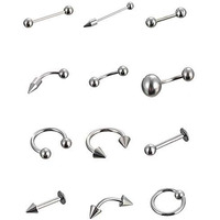 Yellow Chimes Fashion Silver Earring Set Body Piercing Jewelry Western Stainless Steel Ear Eyebrow Nose Lip Earring Combo Accessories Jewellery