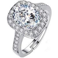 Yellow Chimes A5 Grade Adjustable Collection Cubic Zirconia Ring for Women (Silver, White)(YCFJRG-020RCT-WH)