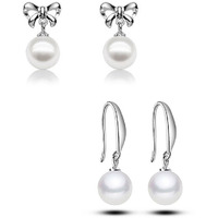 Yellow Chimes Pearl Earrings for Women 2 Pairs Combo Drop Earrings Rhodium Plated White Plear Silver Drop Earrings for Women and Girls