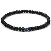 Yellow Chimes Mens and Womens Black Beads Evil Eye Nazariya Style Bracelet