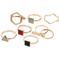 Yellow Chimes Rings for Women and Girls Fashion Aesthetic Multicolor Ring Set | Gold Plated Aesthetic Ring Knuckle Rings Set 8 Pcs Combo Geometric Rings | Birthday Gift For Girls and Women