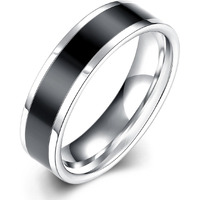 Yellow Chimes Black & Silver Rings For Men | Pack of 1 Stainless Steel Band Ring | Dual Toned Design Black & Silver Finger Ring for Boys | Ideal Gift For Men and Boys