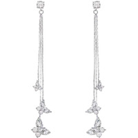 Yellow Chimes Crystal Danglers Earrings for Women | Silver Earrings for Girls | Fashion Women Earrings | Butterfly Long Chain Dangler Earrings | Birthday Gift For Girls Anniversary Gift for Wife
