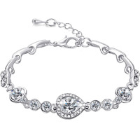 Yellow Chimes Women Crystal Bracelets | Heart Shaped Silver Toned Bracelets For Women | White CZ Crystals Bracelet For Woman | Birthday Gift for Girls & Women Anniversary Gift for Wife