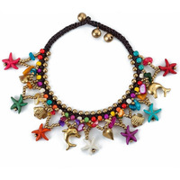 Yellow Chimes Anklets for Women Bohemian Starfish Charms Beaded Bracelet/Anklet for Women and Girls