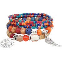 Yellow Chimes Bracelet for Women and Girls Fashion Multicolor Beads Bracelets for Women | 5 Pcs Stackable Bead Bracelet | Stretch Beaded Layered Bracelet | Birthday Gift For girls and Women
