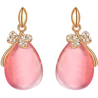 Yellow Chimes Earrings for Women & Girls | Fashion White Crystal and Pink Opal Drop | Gold Plated Drop Earring | Oval Shaped Drop Earrings | Birthday & Anniversary Gift