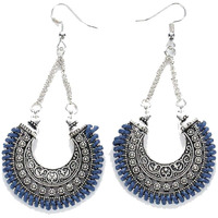 Yellow Chimes Earrings for Women and Girls | Traditional Silver Oxidised Chandbali Earring | Birthday Gift for Girls and Women