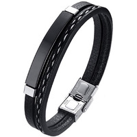 Yellow Chimes Bracelets for Men and Boys | Black Leather Bracelet for Men | Stainless Steel Type Leather Bracelets for Men | Accessories Jewellery for Men | Birthday Gift for Men and Boys Anniversary Gift for Husband
