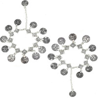 Yellow Chimes Oxidised Silver Anklets for Women 2 Pcs Antique Gypsy Coins Oxidized Silver Plated Anklet for Women and Girls