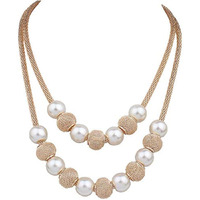 Yellow Chimes Layered Necklace for Women Gold-plated Western Pearl Beads Multi layered Chain Necklace for Women and Girl