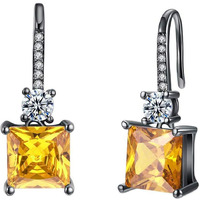Yellow Chimes Earrings for Women and Girls | Fashion Yellow and White Stone Crystal Drop Earring | Silver Tone Drop |Small Rectangle Shaped Earrings | Accessories Jewellery for Women | Birthday Gift for Girls and Women Anniversary Gift for Wife