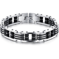 Yellow Chimes Bracelets for Men and Boys Fashion Black Bracelet for Men | Silver Toned Stainless Steel Western Style Chain Bracelet for Men | Birthday Gift for Men and Boys Anniversary Gift for Husband