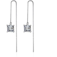 Yellow Chimes Earrings for Women and Girls White Crystal Dangler Earrings| Silver Toned Sui Dhaga Threader Long Danglers Earrings| Birthday Gift for girls and women Anniversary Gift for Wife
