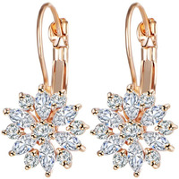 Yellow Chimes Earrings for Women and Girls | Fashion Rose Gold White Crystal Stone Drop | Rose Gold Plated Drop Earring | Floral Shaped Clip On Earrings | Accessories Jewellery for Women | Birthday Gift for Girls and Women Anniversary Gift for Wife