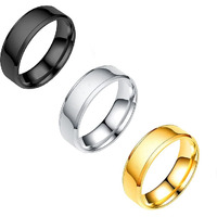 Yellow Chimes Rings for Men Stainless Steel Black Gold Silver 3PCs Combo Band Rings for Men and Boys.