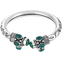 Yellow Chimes Silver Oxidised Bracelet for Women Oxidised Silver Tribal Kada with Stone Antique Kada Bangle Bracelet for Women and Men