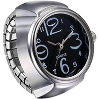 Yellow Chimes Rings for Women Stainless Steel Black Dial Analog Watch Ring Stretchable Ring Watch for Women and Girls.